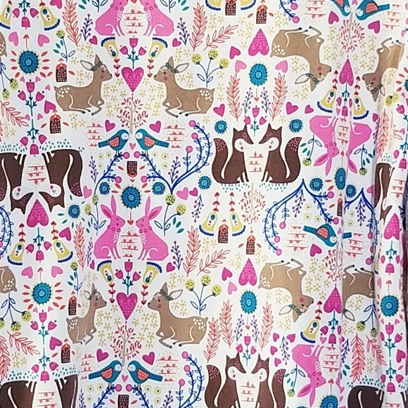 LANDS END Girsl Holiday Ivory Forest Animal Colorfull Tunic Dress Medium 10-12 - Picture 10 of 10